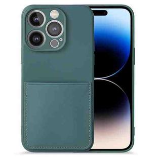 For iPhone 14 Pro Max Imitate Liquid Silicone Skin Feel Phone Case with Card Slot(Green)