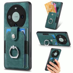 For Huawei Mate 60 Pro Retro Skin-feel Ring Multi-card Wallet Phone Case(Green)