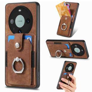 For Huawei Mate 60 Pro Retro Skin-feel Ring Multi-card Wallet Phone Case(Brown)