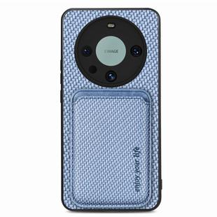 For Huawei Mate 60 Pro Carbon Fiber Leather Card Magnetic Phone Case(Blue)