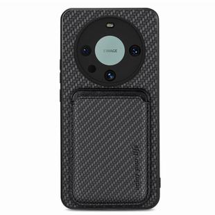 For Huawei Mate 60 Pro Carbon Fiber Leather Card Magnetic Phone Case(Black)