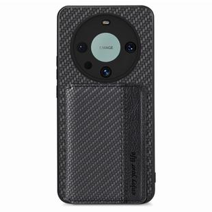 For Huawei Mate 60 Pro Carbon Fiber Magnetic Card Bag Phone Case(Black)