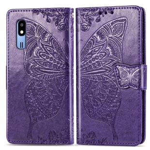 Butterfly Love Flowers Embossing Horizontal Flip Leather Case For Samsung  A2 Core with Holder & Card Slots & Wallet & Lanyard(Dark purple)