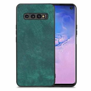 For Samsung Galaxy S10 Vintage Leather PC Back Cover Phone Case(Green)