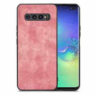 For Samsung Galaxy S10+ Vintage Leather PC Back Cover Phone Case(Pink)