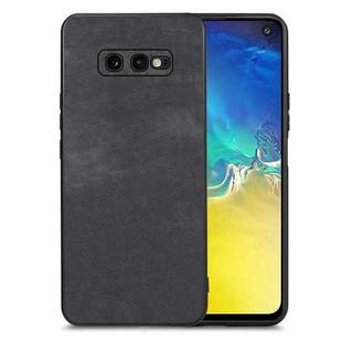 For Samsung Galaxy S10e Vintage Leather PC Back Cover Phone Case(Black)