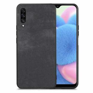 For Samsung Galaxy A50/A50S/A30S Vintage Leather PC Back Cover Phone Case(Black)