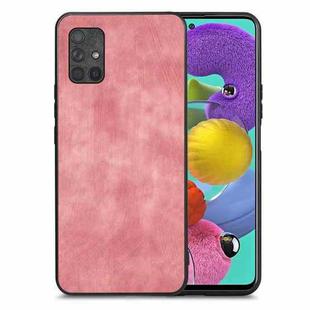 For Samsung Galaxy A51 4G Vintage Leather PC Back Cover Phone Case(Pink)