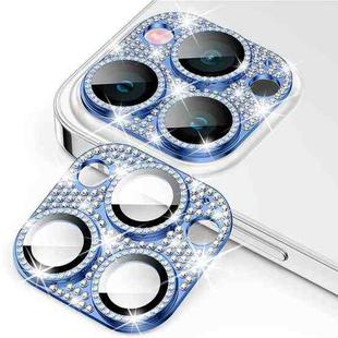 For iPhone 15 Pro / 15 Pro Max ENKAY Hat-Prince Blink Diamond Camera Lens Aluminium Alloy + Tempered Glass Full Coverage Protector(Dark Blue)