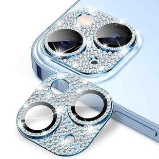 For iPhone 15 / 15 Plus ENKAY Hat-Prince Blink Diamond Camera Lens Aluminium Alloy + Tempered Glass Full Coverage Protector(Sierra Blue)
