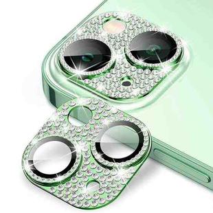 For iPhone 15 / 15 Plus ENKAY Hat-Prince Blink Diamond Camera Lens Aluminium Alloy + Tempered Glass Full Coverage Protector(Green)