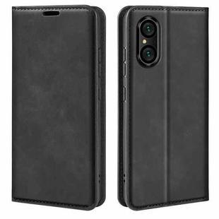 For Sony Xperia 5 V Retro-skin Magnetic Suction Leather Phone Case(Black)