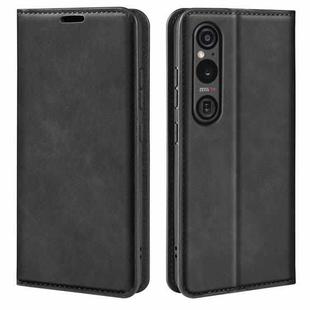 For Sony Xperia 1 VI Retro-skin Magnetic Suction Leather Phone Case(Black)