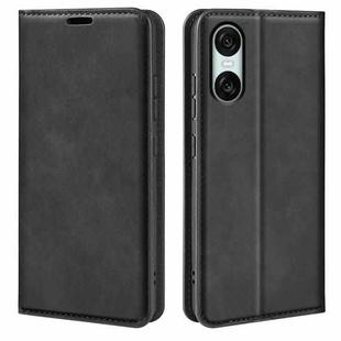 For Sony Xperia 10 VI Retro-skin Magnetic Suction Leather Phone Case(Black)