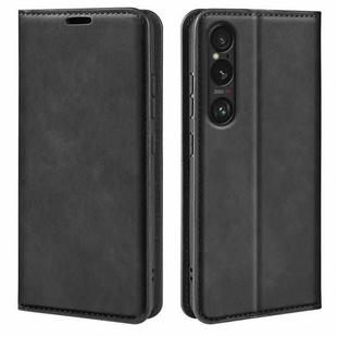 For Sony Xperia 1 VII Retro-skin Magnetic Suction Leather Phone Case(Black)