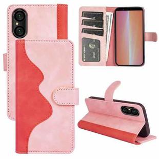 For Sony Xperia 5 V Stitching Horizontal Flip Leather Phone Case(Red)