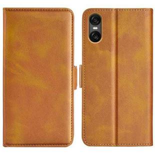 For Sony Xperia 10 VI Dual-side Magnetic Buckle Horizontal Flip Leather Phone Case(Yellow)