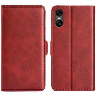 For Sony Xperia 10 VI Dual-side Magnetic Buckle Horizontal Flip Leather Phone Case(Red)