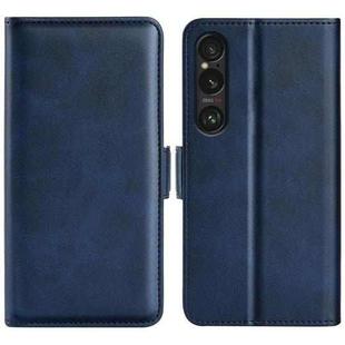 For Sony Xperia 1 VII Dual-side Magnetic Buckle Horizontal Flip Leather Phone Case(Dark Blue)