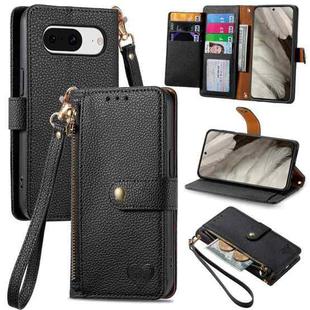 For Google Pixel 7a Love Zipper Lanyard Leather Phone Case(Black)