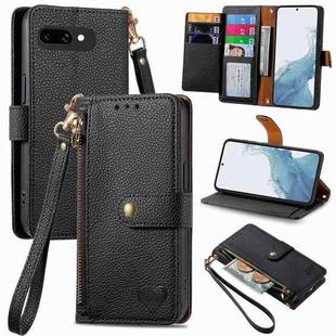 For Google Pixel 9a Love Zipper Lanyard Leather Phone Case(Black)