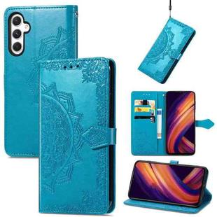 For Samsung Galaxy A25 5G Mandala Flower Embossed Leather Phone Case(Blue)