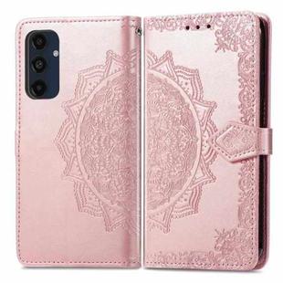 For Samsung Galaxy M55 Mandala Flower Embossed Leather Phone Case(Rose Gold)