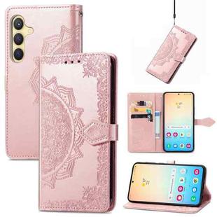 For Samsung Galaxy S25 5G Mandala Flower Embossed Leather Phone Case(Rose Gold)