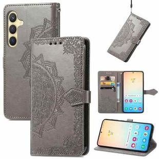 For Samsung Galaxy S25+ 5G Mandala Flower Embossed Leather Phone Case(Gray)