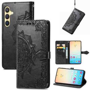For Samsung Galaxy S25+ 5G Mandala Flower Embossed Leather Phone Case(Black)