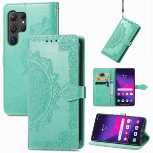 For Samsung Galaxy S25 Ultra 5G Mandala Flower Embossed Leather Phone Case(Green)