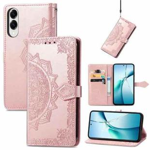 For Samsung Galaxy S25 Edge 5G Mandala Flower Embossed Leather Phone Case(Rose Gold)