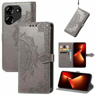 For Tecno Pova 5 4G Mandala Flower Embossed Leather Phone Case(Gray)