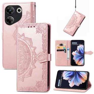 For Tecno Camon 20 Pro 5G Mandala Flower Embossed Leather Phone Case(Rose Gold)