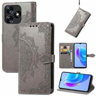 For Tecno Spark 10 Mandala Flower Embossed Leather Phone Case(Gray)