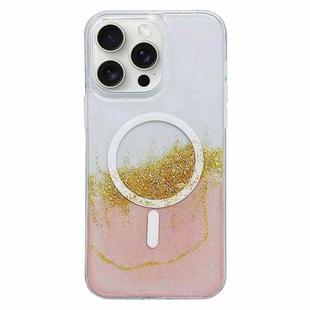 For iPhone 15 Pro Max MagSafe Gilding Hybrid Clear TPU Phone Case(Pink)