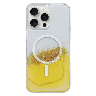 For iPhone 15 Pro Max MagSafe Gilding Hybrid Clear TPU Phone Case(Yellow)