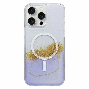 For iPhone 15 Pro MagSafe Gilding Hybrid Clear TPU Phone Case(Purple)