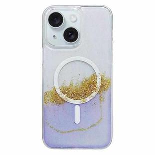 For iPhone 15 Plus Gilding MagSafe Hybrid Clear TPU Phone Case(Purple)