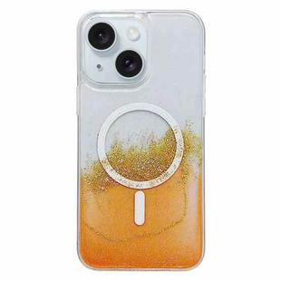 For iPhone 15 MagSafe Gilding Hybrid Clear TPU Phone Case(Orange)