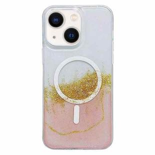 For iPhone 14 Plus Gilding MagSafe Hybrid Clear TPU Phone Case(Pink)