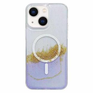For iPhone 14 Plus MagSafe Gilding Hybrid Clear TPU Phone Case(Purple)