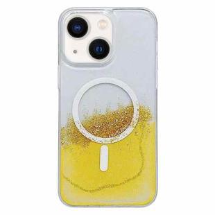 For iPhone 14 Plus MagSafe Gilding Hybrid Clear TPU Phone Case(Yellow)