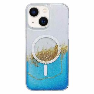 For iPhone 14 Plus MagSafe Gilding Hybrid Clear TPU Phone Case(Blue)