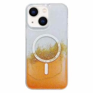 For iPhone 14 Plus MagSafe Gilding Hybrid Clear TPU Phone Case(Orange)