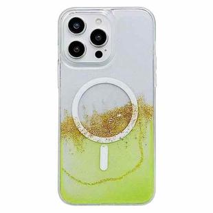 For iPhone 14 Pro MagSafe Gilding Hybrid Clear TPU Phone Case(Green)