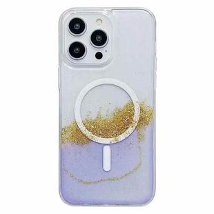 For iPhone 13 Pro Max MagSafe Gilding Hybrid Clear TPU Phone Case(Purple)