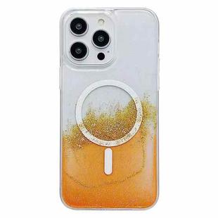 For iPhone 12 / 12 Pro MagSafe Gilding Hybrid Clear TPU Phone Case(Orange)
