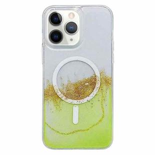 For iPhone 11 Pro Max MagSafe Gilding Hybrid Clear TPU Phone Case(Green)