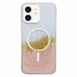 For iPhone 11 Gilding MagSafe Hybrid Clear TPU Phone Case(Pink)